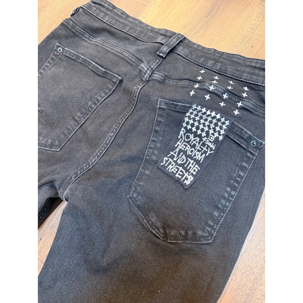 Ksubi Chitch Black Slim Tapered Jeans Royalty Heroism Patch Mens 31